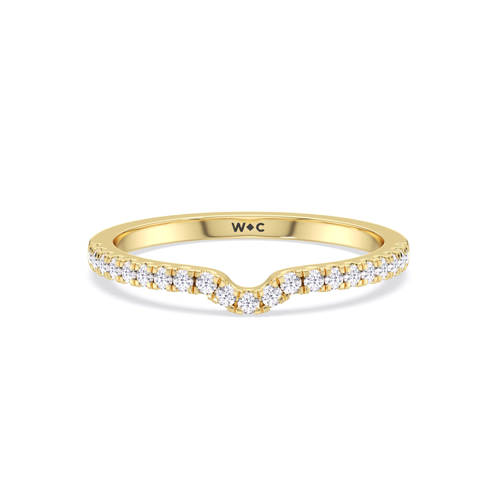 Fine Vela Classic Pave Diamond Wedding Band with 18KT Yellow Gold Cut Diamond in 14KT Yellow Gold view 1