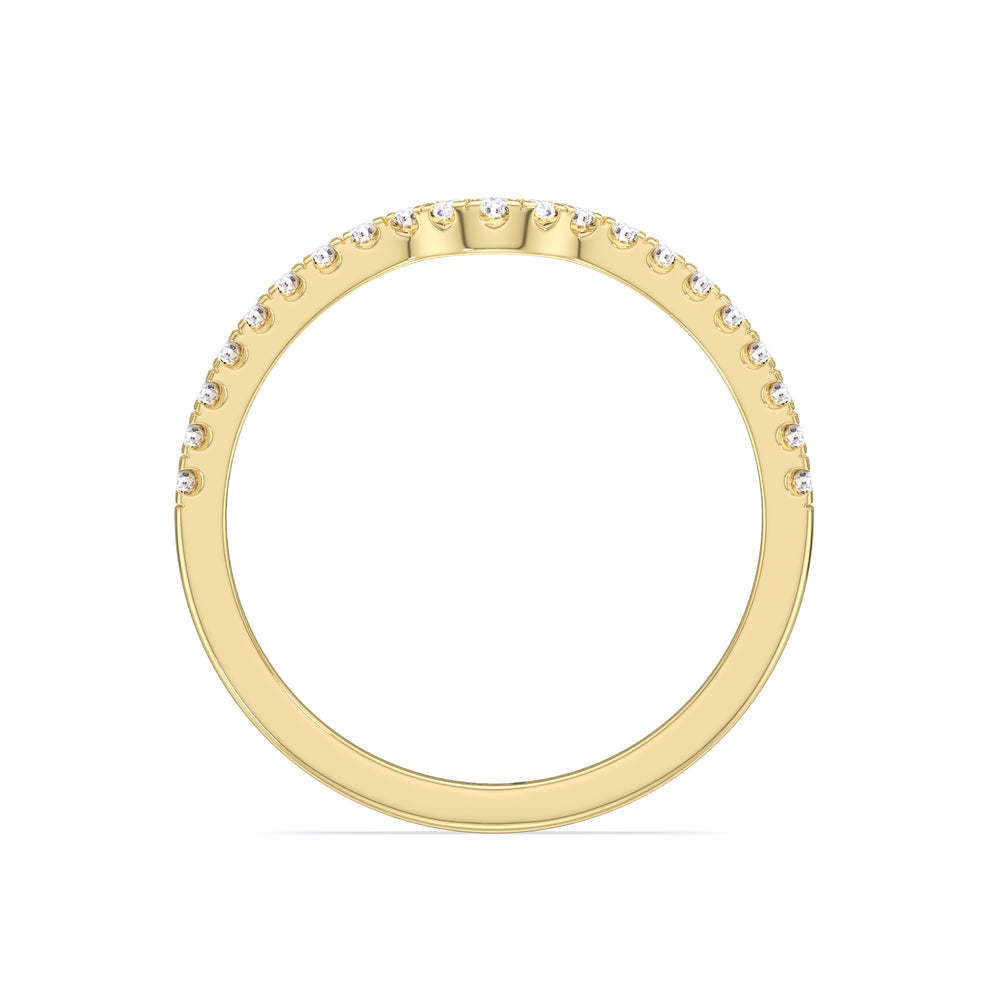 Fine Vela Classic Pave Diamond Wedding Band with 18KT Yellow Gold Cut Diamond in 14KT Yellow Gold view 2