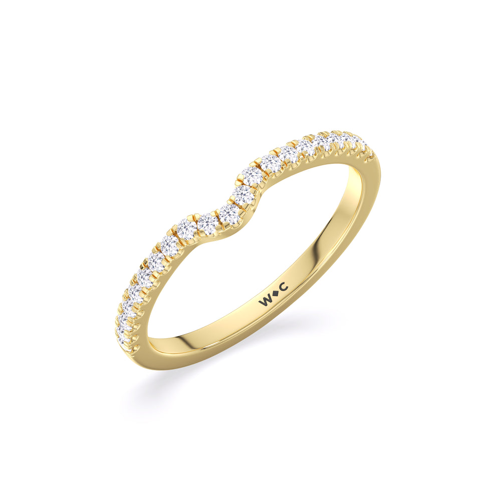 Fine Vela Classic Pave Diamond Wedding Band with 18KT Yellow Gold Cut Diamond in 14KT Yellow Gold view 4