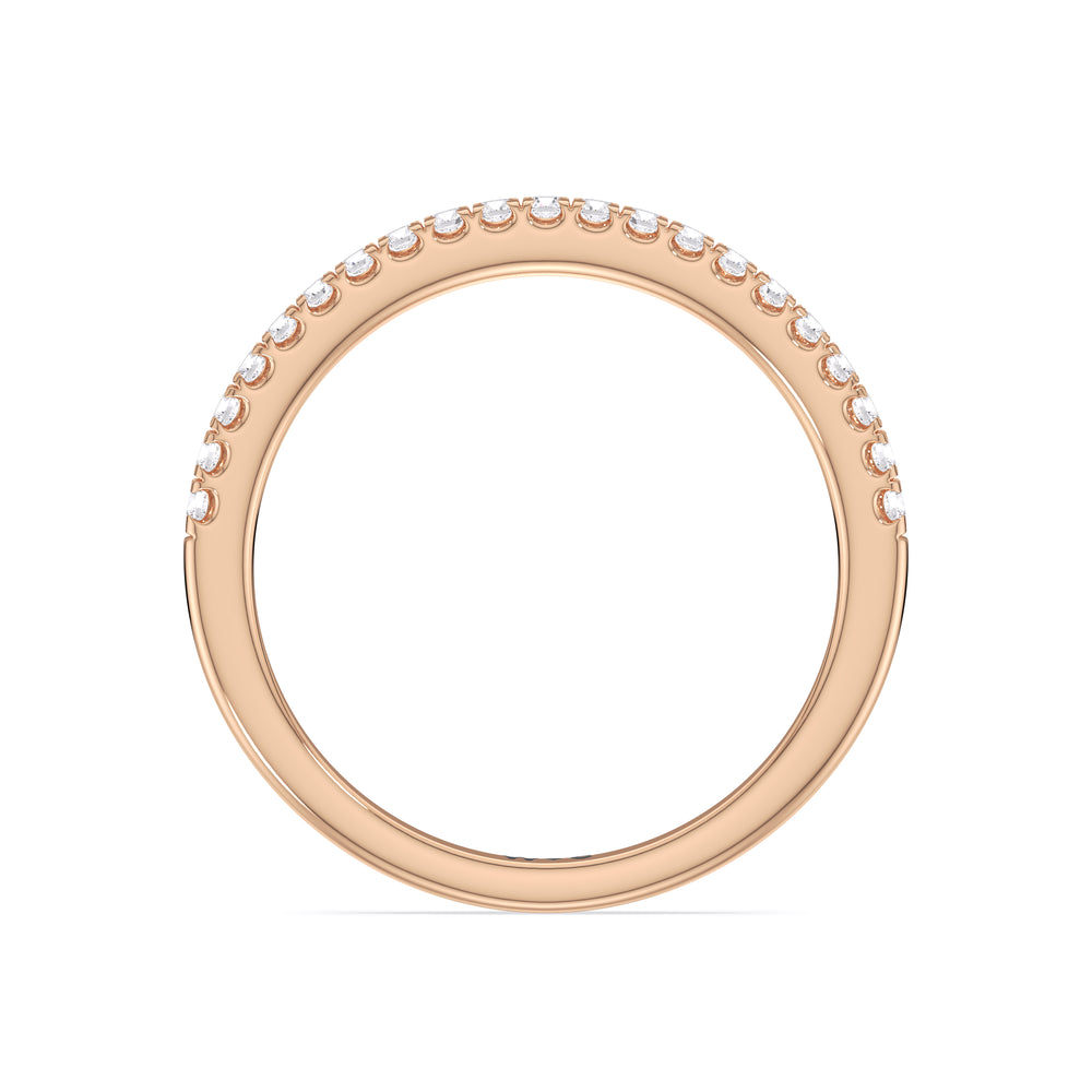 Fine Chevron Hidden Halo Diamond Wedding Band with 18KT Rose Gold Cut Diamond in 14KT Rose Gold view 2