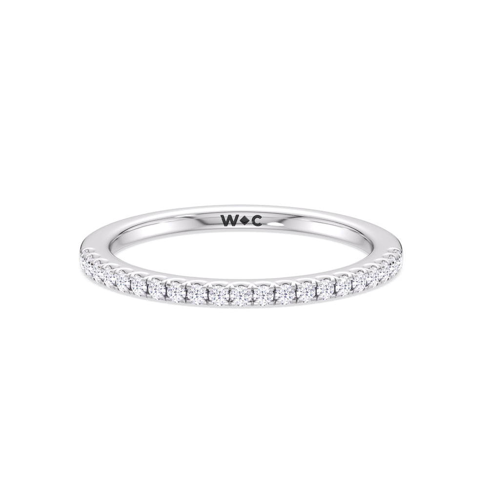 Fine Chevron Hidden Halo Diamond Wedding Band with Platinum Cut Diamond in 14KT Platinum view 1