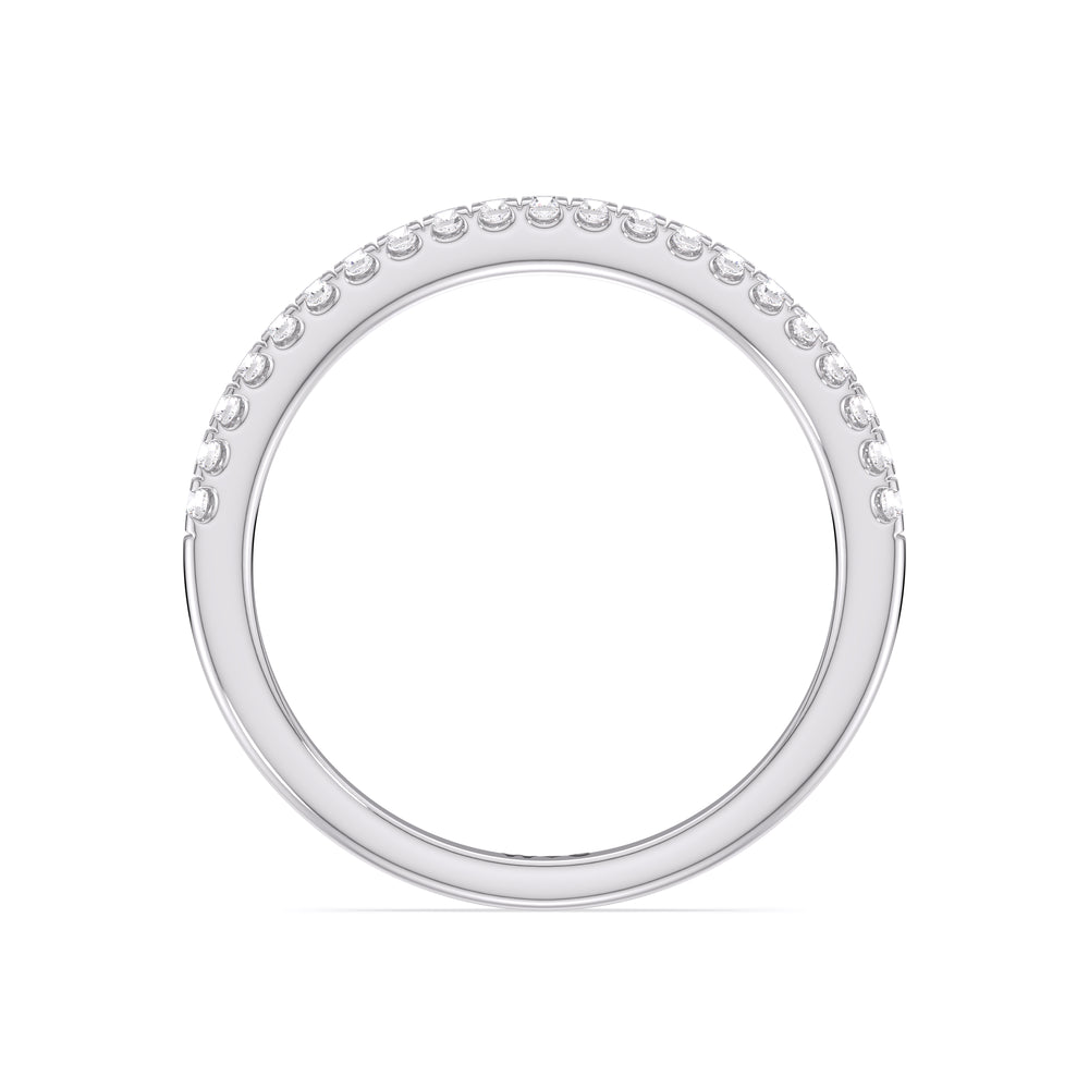 Fine Chevron Hidden Halo Diamond Wedding Band with Platinum Cut Diamond in 14KT Platinum view 2