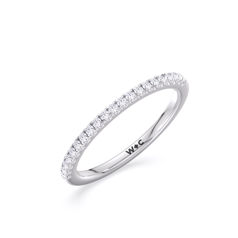 Fine Chevron Hidden Halo Diamond Wedding Band with Platinum Cut Diamond in 14KT Platinum view 4