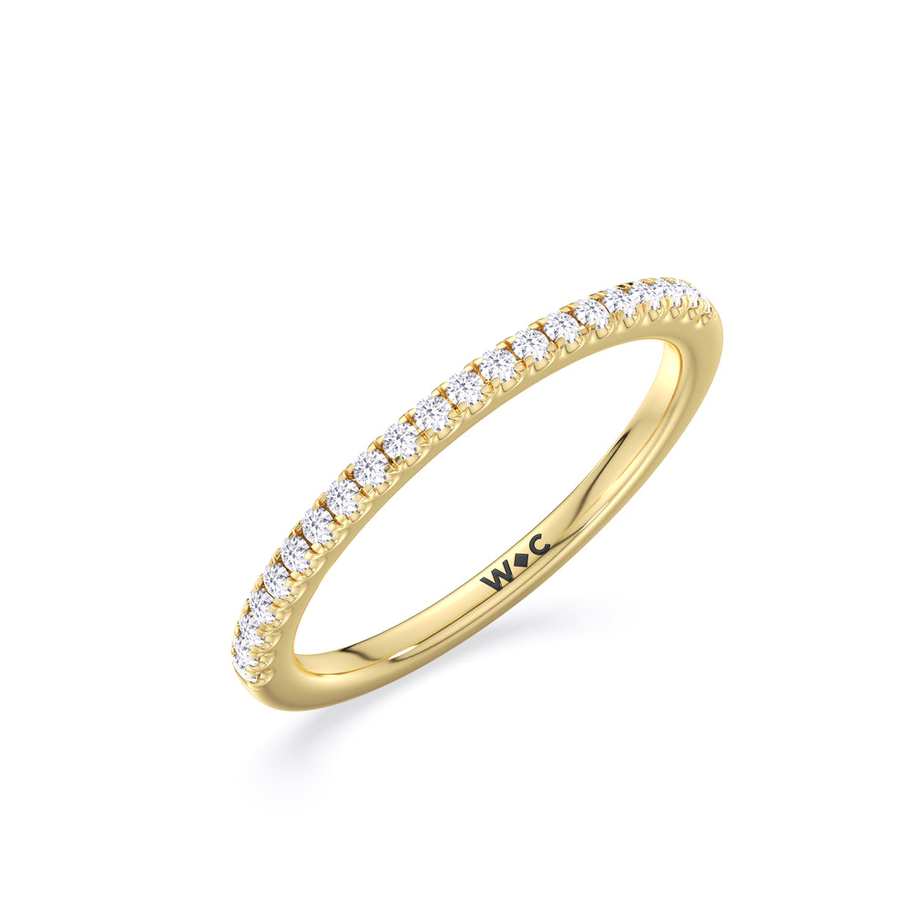 Fine Chevron Hidden Halo Diamond Wedding Band with 18KT Yellow Gold Cut Diamond in 14KT Yellow Gold view 4