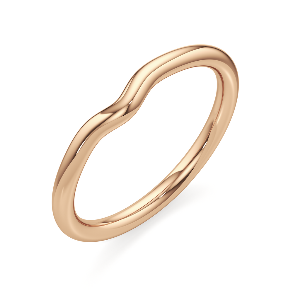The W Classic Wedding Band with 18KT Rose Gold Cut Diamond in 14KT Rose Gold view 3
