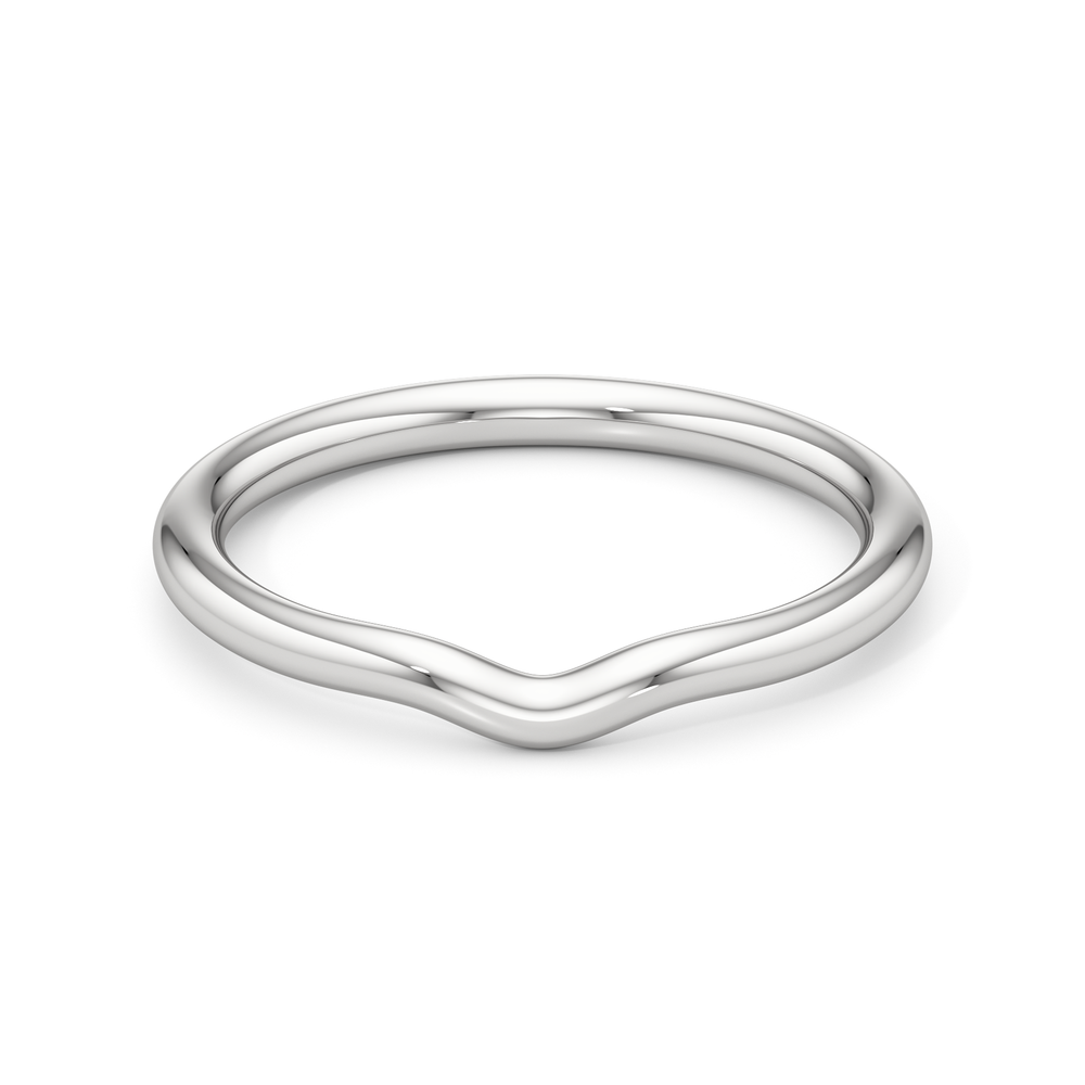 The W Classic Wedding Band with Platinum Cut Diamond in 14KT Platinum view 1