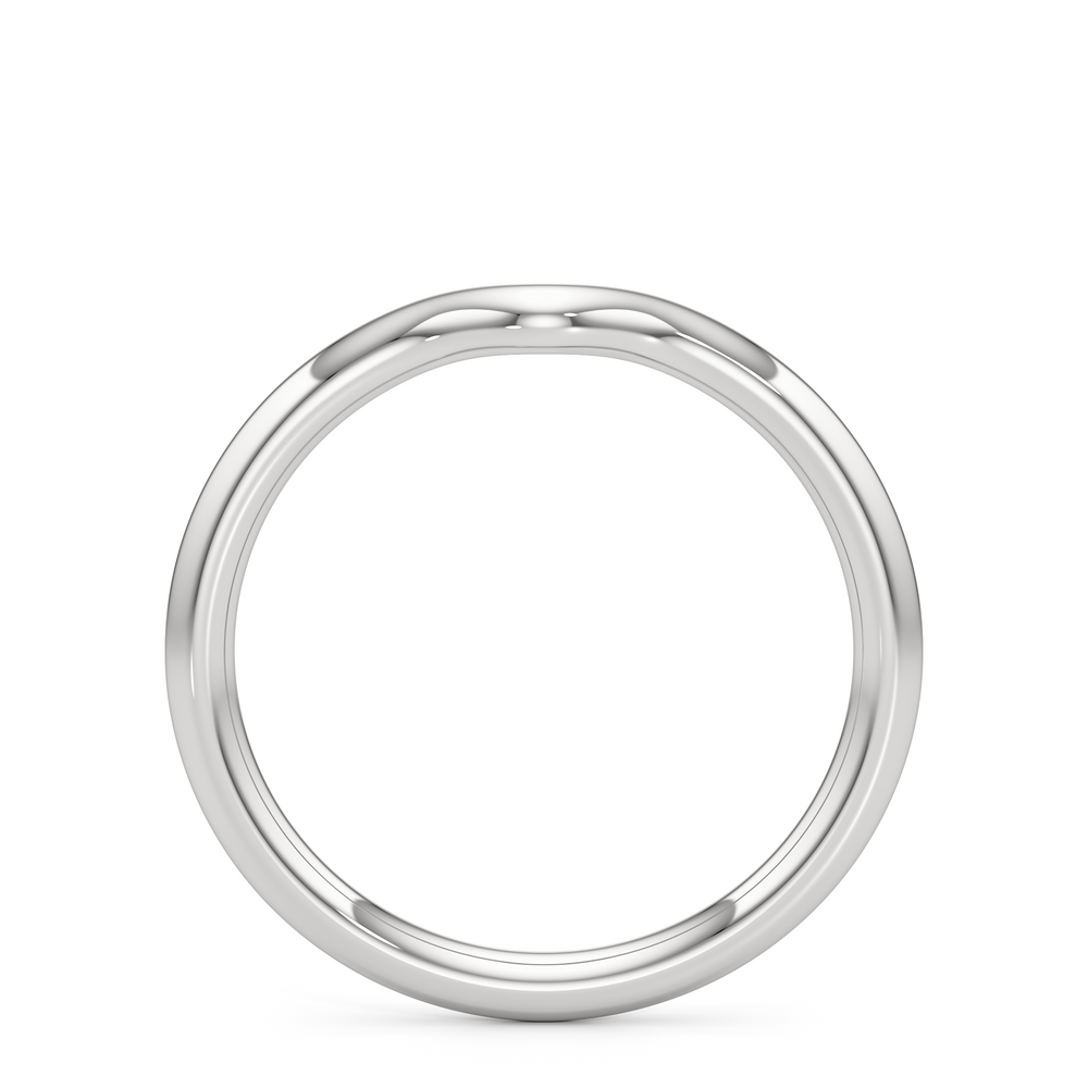 The W Classic Wedding Band with Platinum Cut Diamond in 14KT Platinum view 2