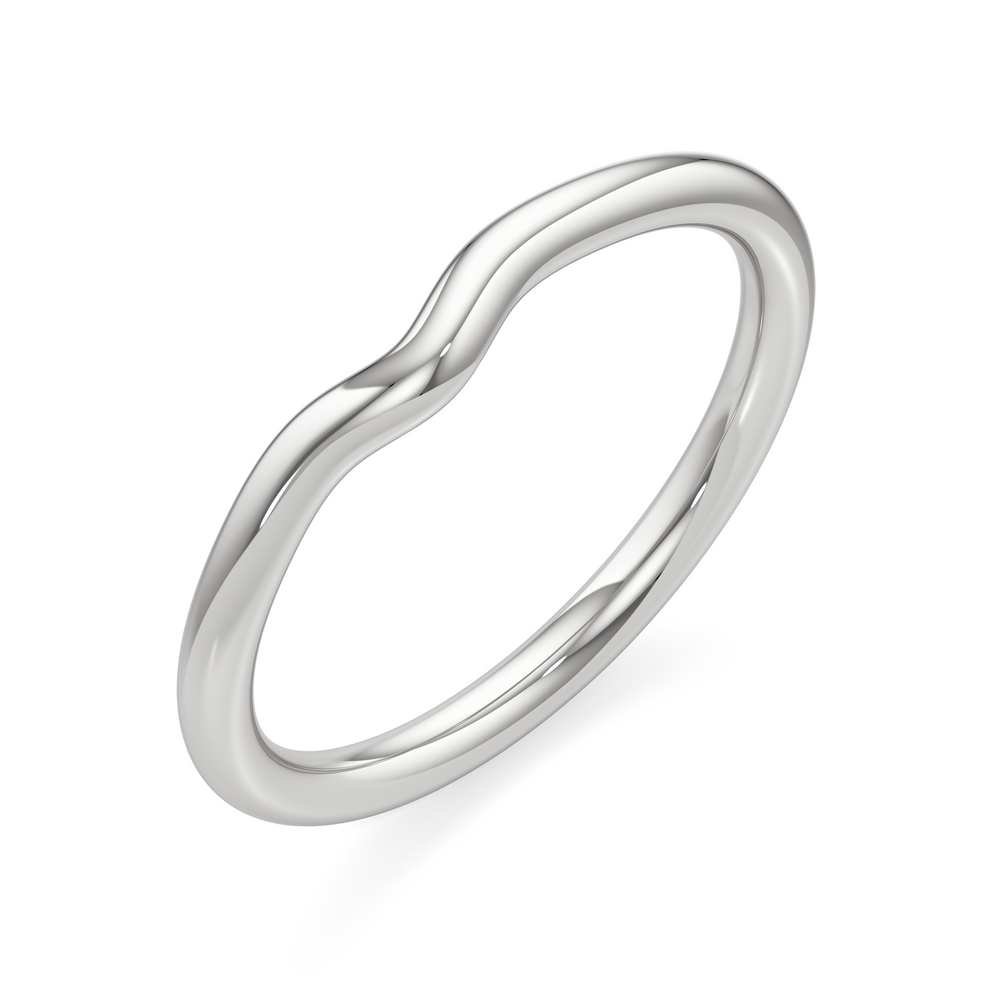 The W Classic Wedding Band with Platinum Cut Diamond in 14KT Platinum view 3