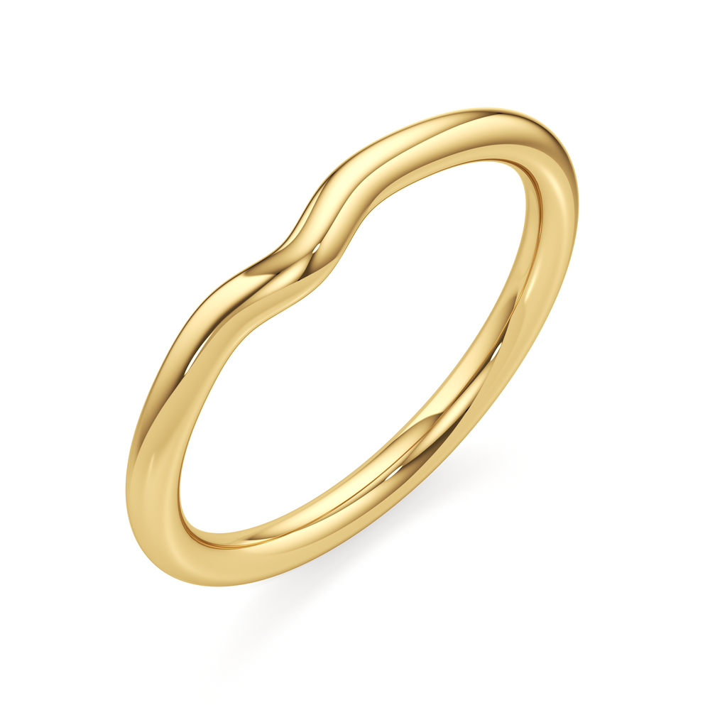 The W Classic Wedding Band with 18KT Yellow Gold Cut Diamond in 14KT Yellow Gold view 3