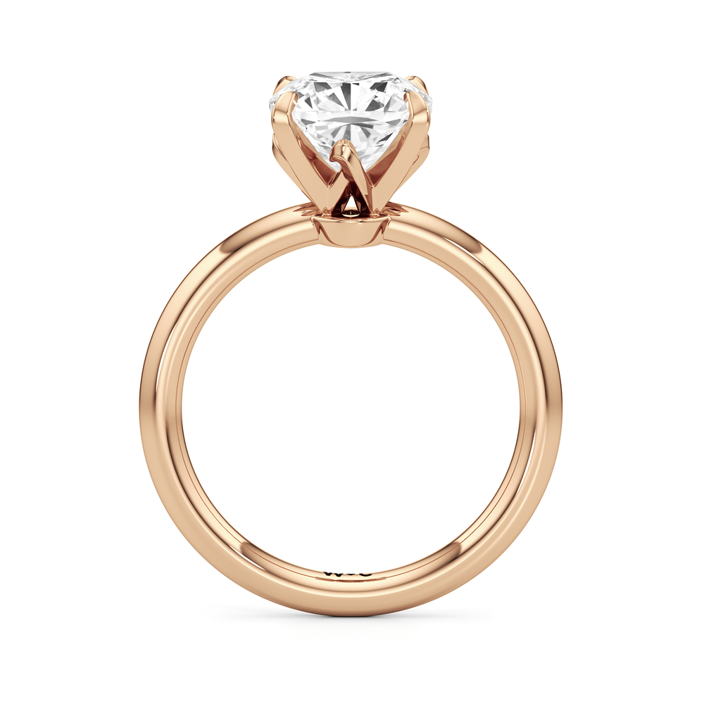 The W Classic Engagement Ring with Cushion Cut Diamond in 14KT Rose Gold view 2