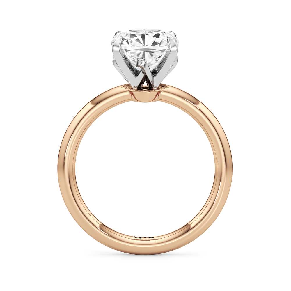 The W Classic Engagement Ring with Cushion Cut Diamond in 14KT Rose Gold & Platinum view 2
