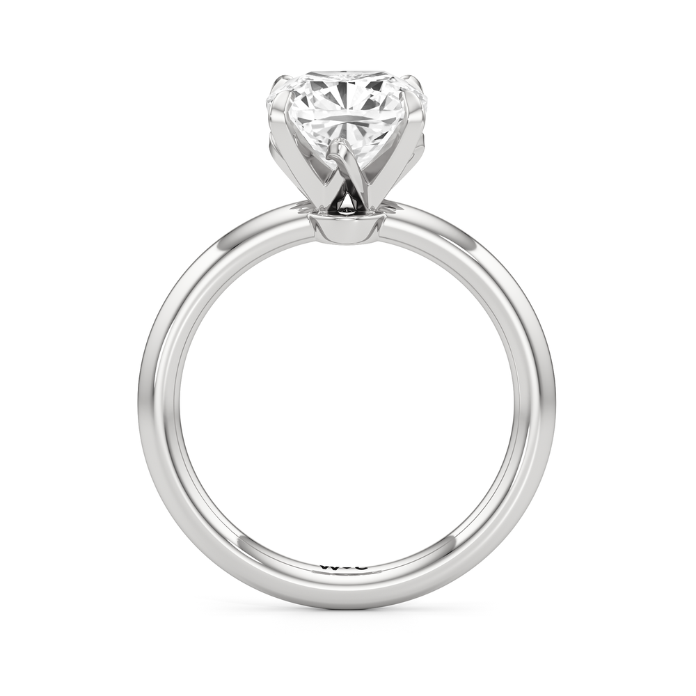 The W Classic Engagement Ring with Cushion Cut Diamond in 14KT Platinum view 2