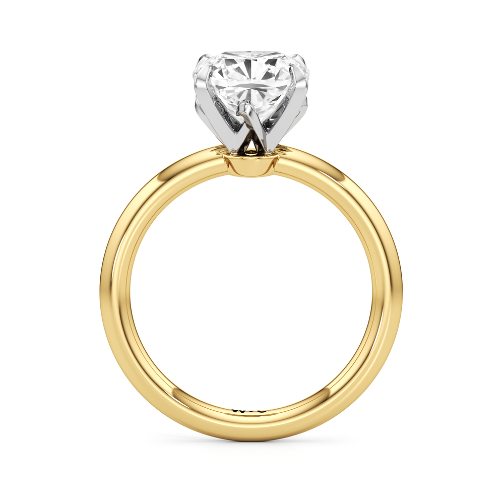 The W Classic Engagement Ring with Cushion Cut Diamond in 14KT Yellow Gold & Platinum view 2