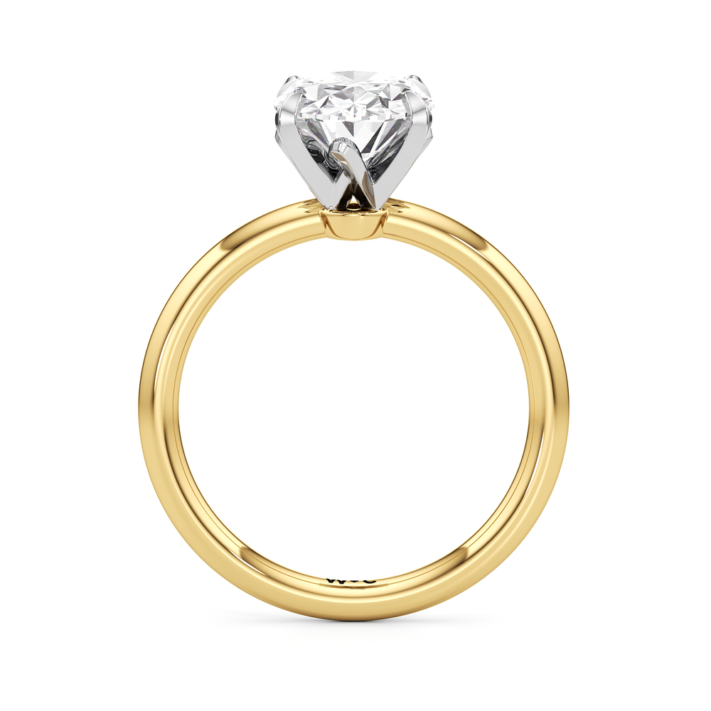 The W Classic Engagement Ring with Oval Cut Diamond in 14KT Yellow Gold & Platinum view 2