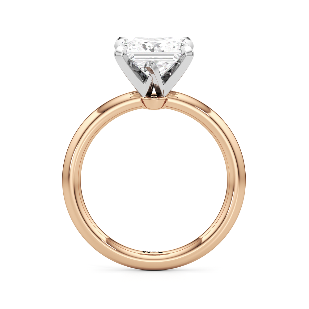 The W Classic Engagement Ring with Princess Cut Diamond in 14KT Rose Gold & Platinum view 2