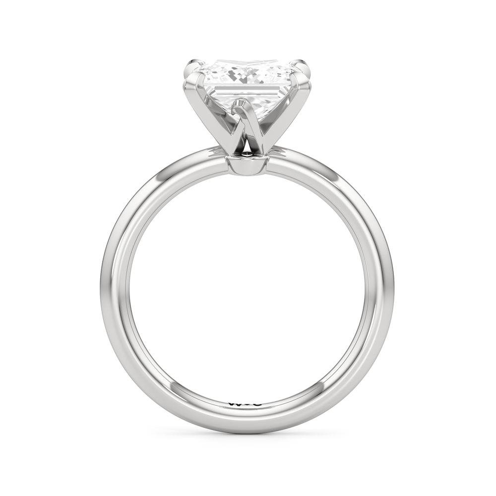 The W Classic Engagement Ring with Princess Cut Diamond in 14KT Platinum view 2