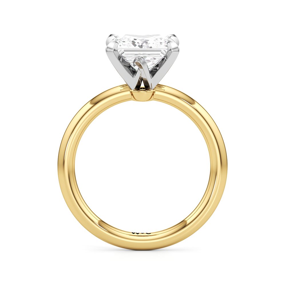 The W Classic Engagement Ring with Princess Cut Diamond in 14KT Yellow Gold & Platinum view 2
