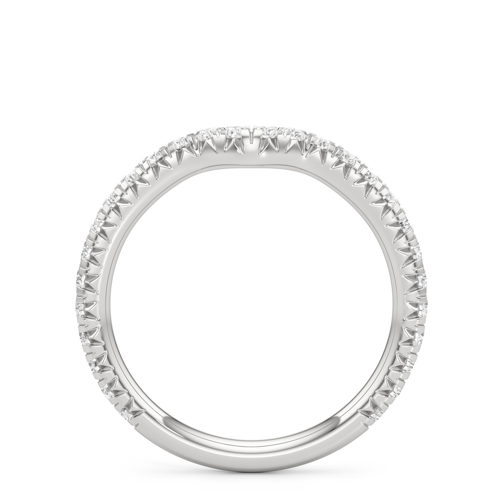 The W Pavé Diamond Wedding Band with Platinum Cut Diamond in 14KT Platinum view 2