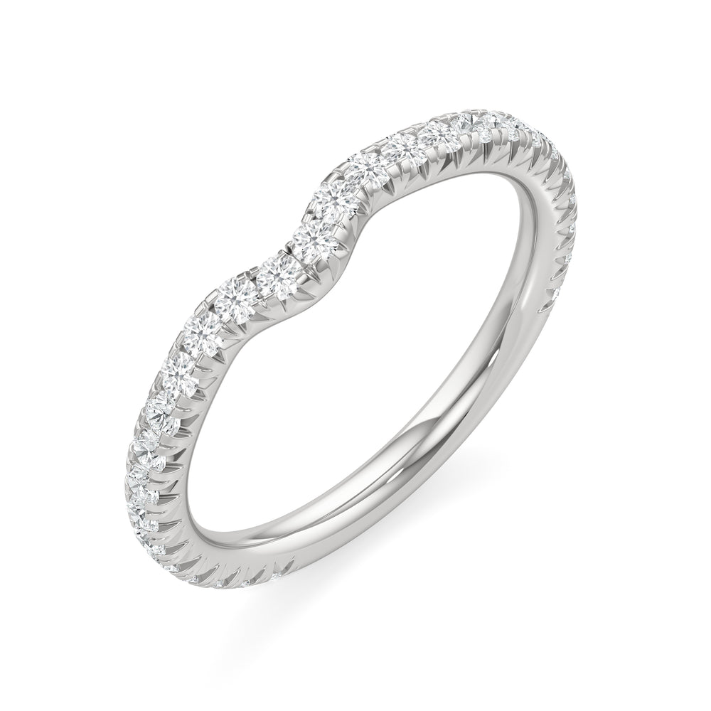 The W Pavé Diamond Wedding Band with Platinum Cut Diamond in 14KT Platinum view 3