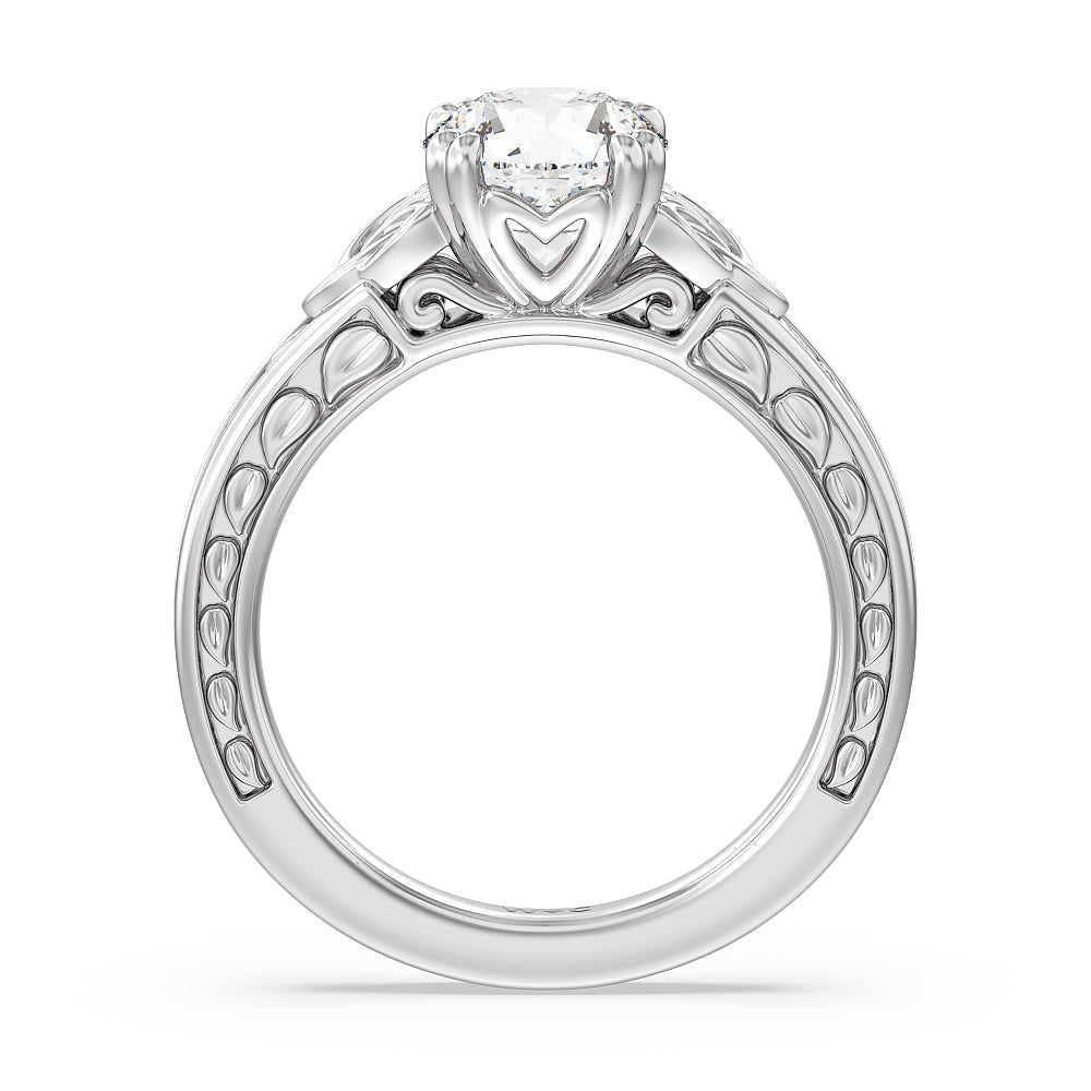 Round Cut Vintage Celtic Engraved Engagement Ring with Lab Grown Diamond in 14KT Platinum view 3
