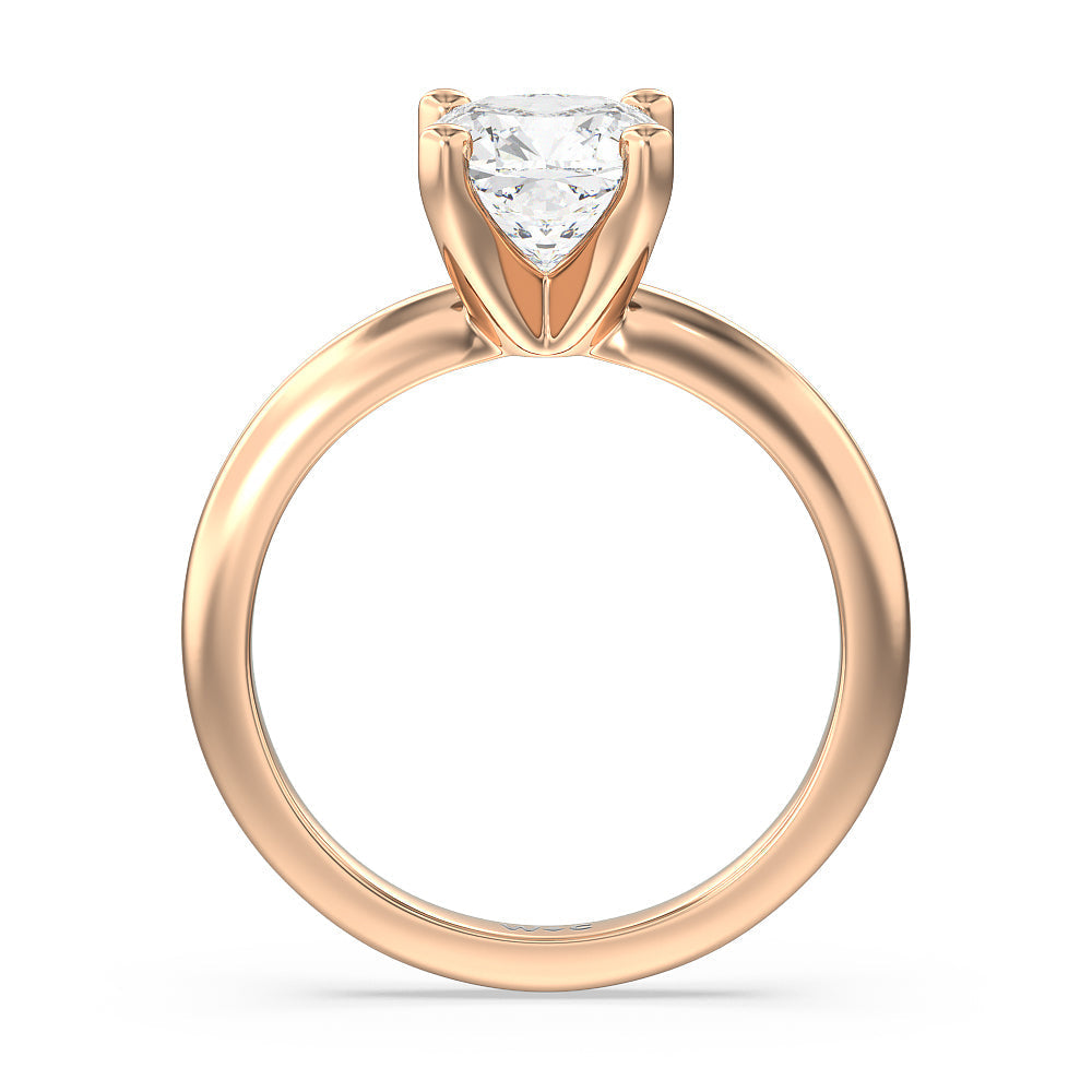 Medi Classic Four Prong Solitaire Diamond Engagement Ring with Cushion Cut Diamond in 14KT Rose Gold view 2