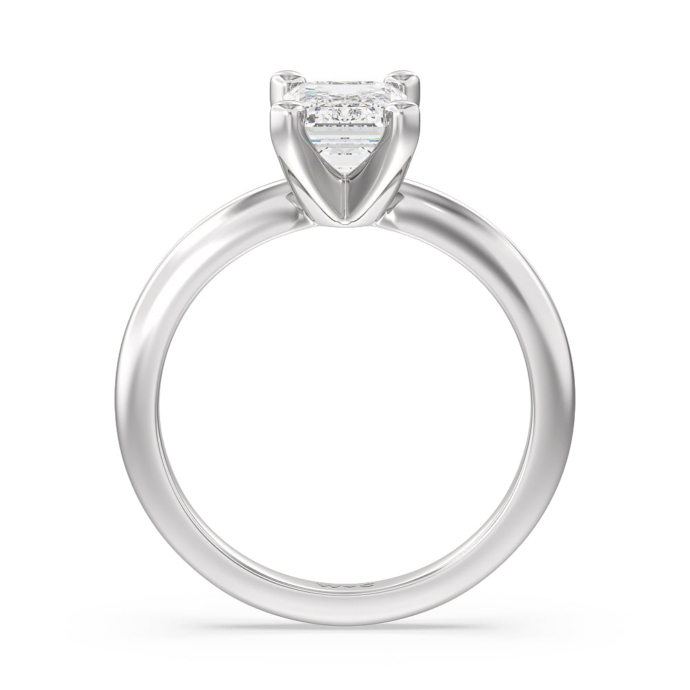Medi Classic Four Prong Solitaire Diamond Engagement Ring with Emerald Cut Diamond in 14KT Platinum view 2