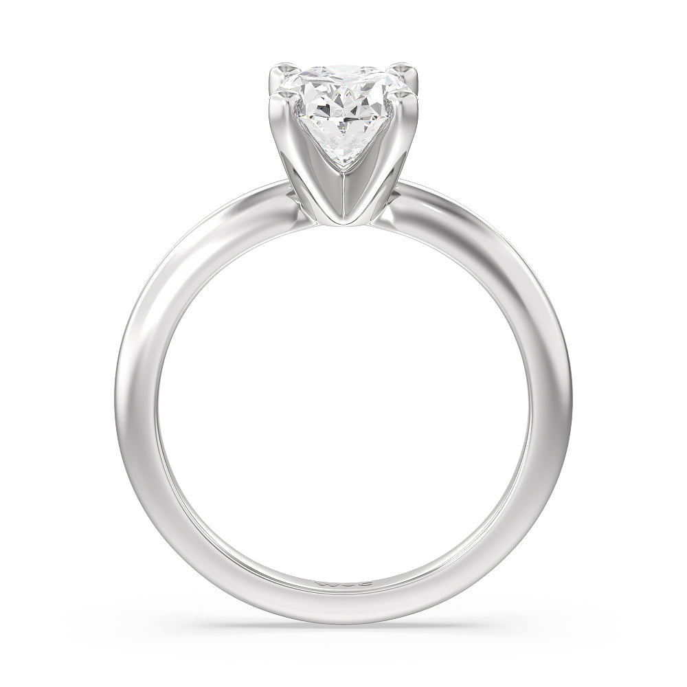 Medi Classic Four Prong Solitaire Diamond Engagement Ring with Oval Cut Diamond in 14KT Platinum view 2