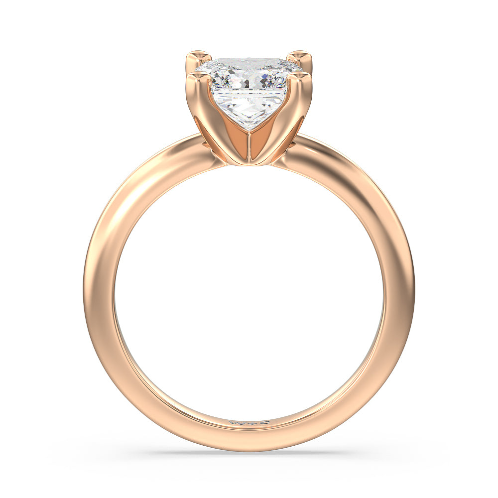 Medi Classic Four Prong Solitaire Diamond Engagement Ring with Princess Cut Diamond in 14KT Rose Gold view 2