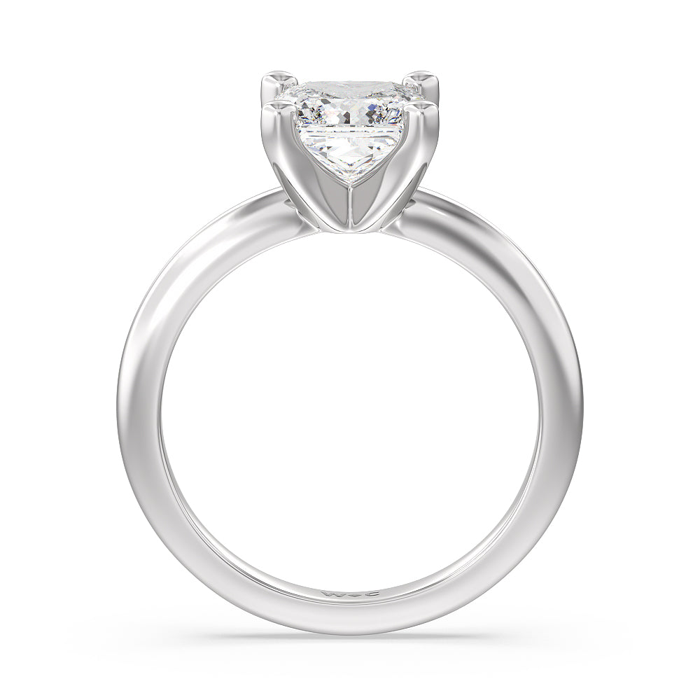 Medi Classic Four Prong Solitaire Diamond Engagement Ring with Princess Cut Diamond in 14KT Platinum view 2