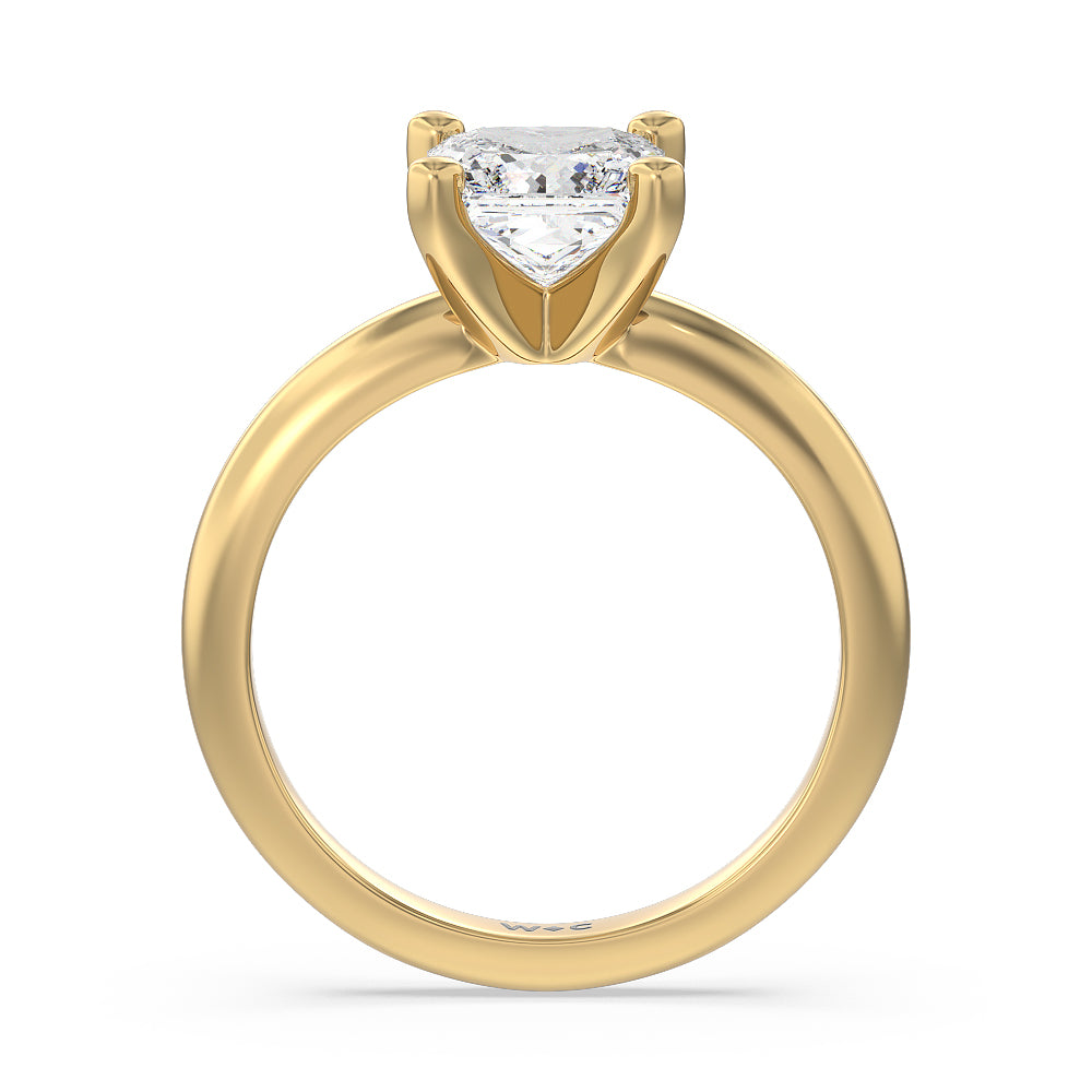 Medi Classic Four Prong Solitaire Diamond Engagement Ring with Princess Cut Diamond in 14KT Yellow Gold view 2