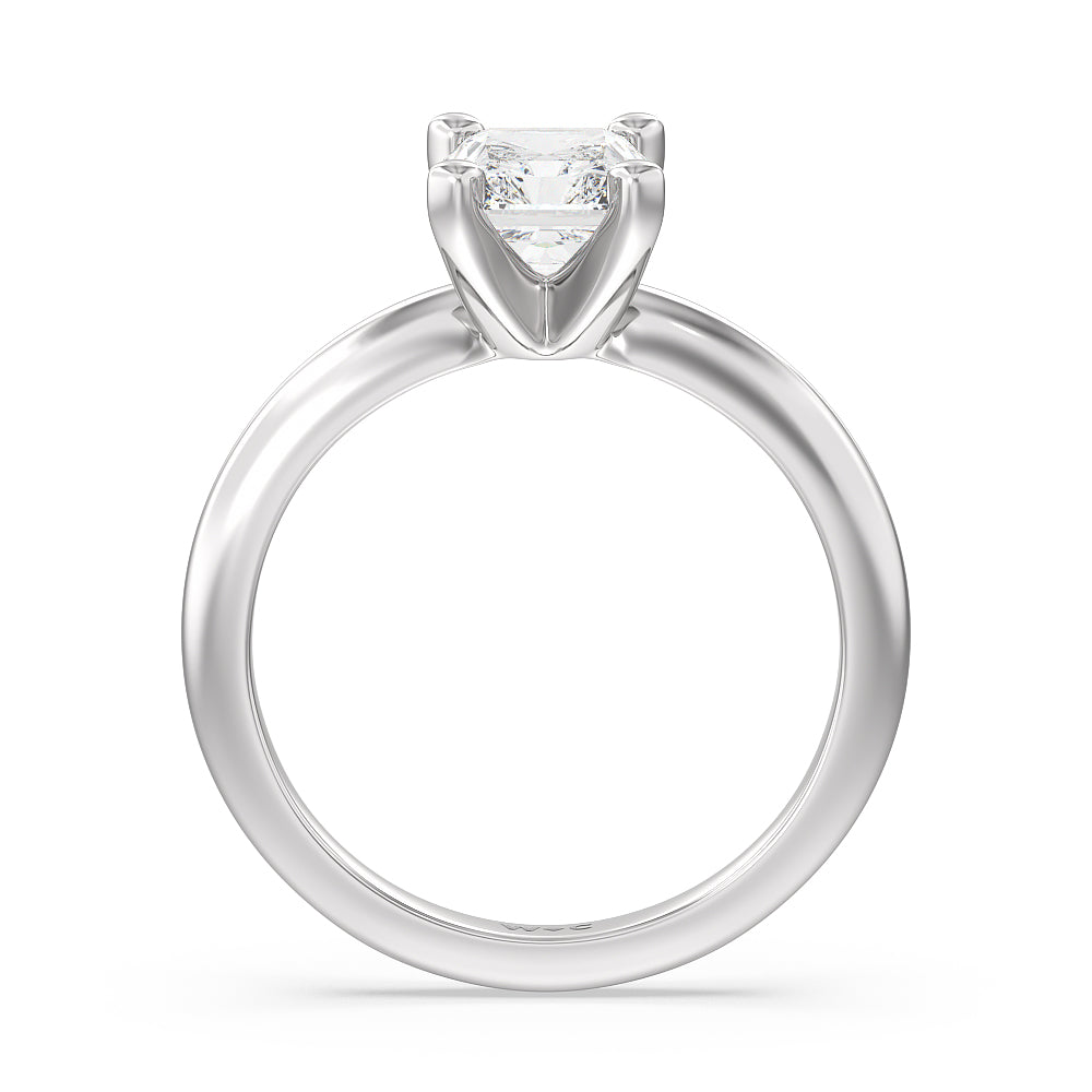 Medi Classic Four Prong Solitaire Diamond Engagement Ring with Radiant Cut Diamond in 14KT Platinum view 2