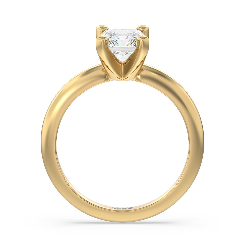 Medi Classic Four Prong Solitaire Diamond Engagement Ring with Radiant Cut Diamond in 14KT Yellow Gold view 2