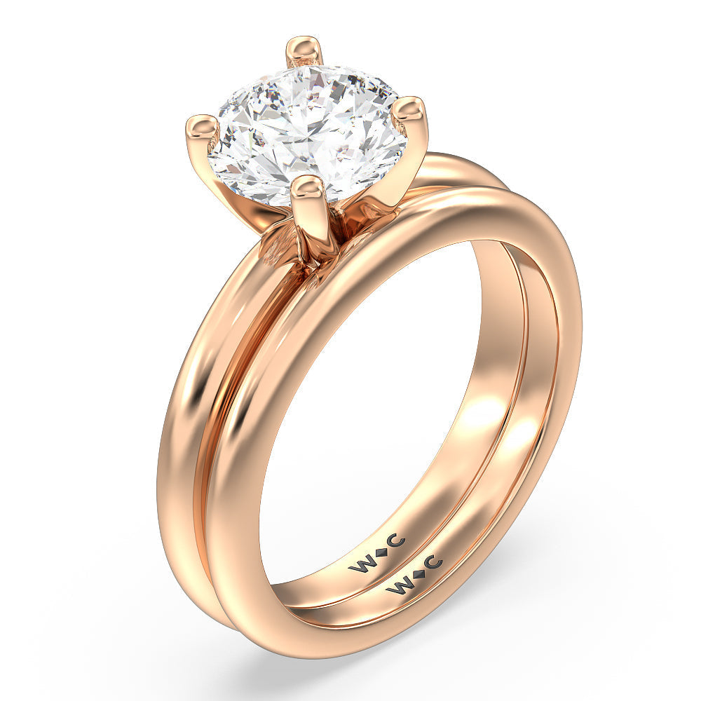 Medi Classic Four Prong Solitaire Diamond Engagement Ring with Round Cut Diamond in 14KT Rose Gold view 4