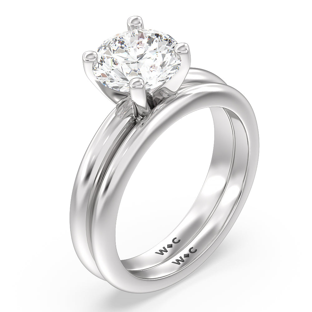 Medi Classic Four Prong Solitaire Diamond Engagement Ring with Round Cut Diamond in 14KT Platinum view 4