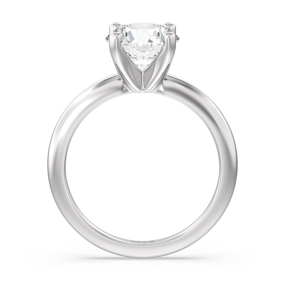 Medi Classic Four Prong Solitaire Diamond Engagement Ring with Round Cut Diamond in 14KT Platinum view 2