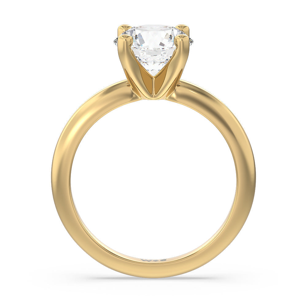 Medi Classic Four Prong Solitaire Diamond Engagement Ring with Round Cut Diamond in 14KT Yellow Gold view 2