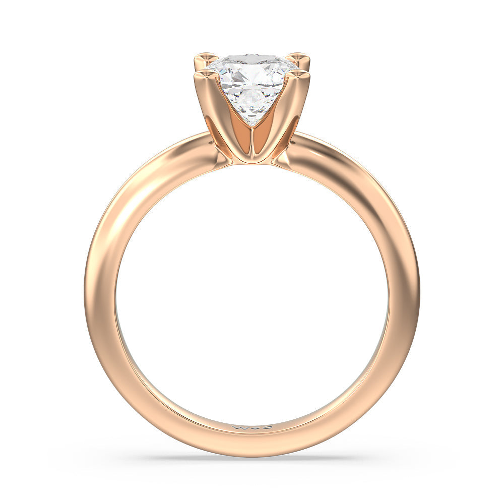 Maxi Classic Four Prong Solitaire Diamond Engagement Ring with Cushion Cut Diamond in 14KT Rose Gold view 2