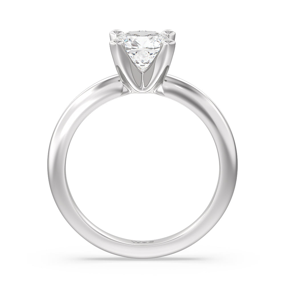 Maxi Classic Four Prong Solitaire Diamond Engagement Ring with Cushion Cut Diamond in 14KT Platinum view 2
