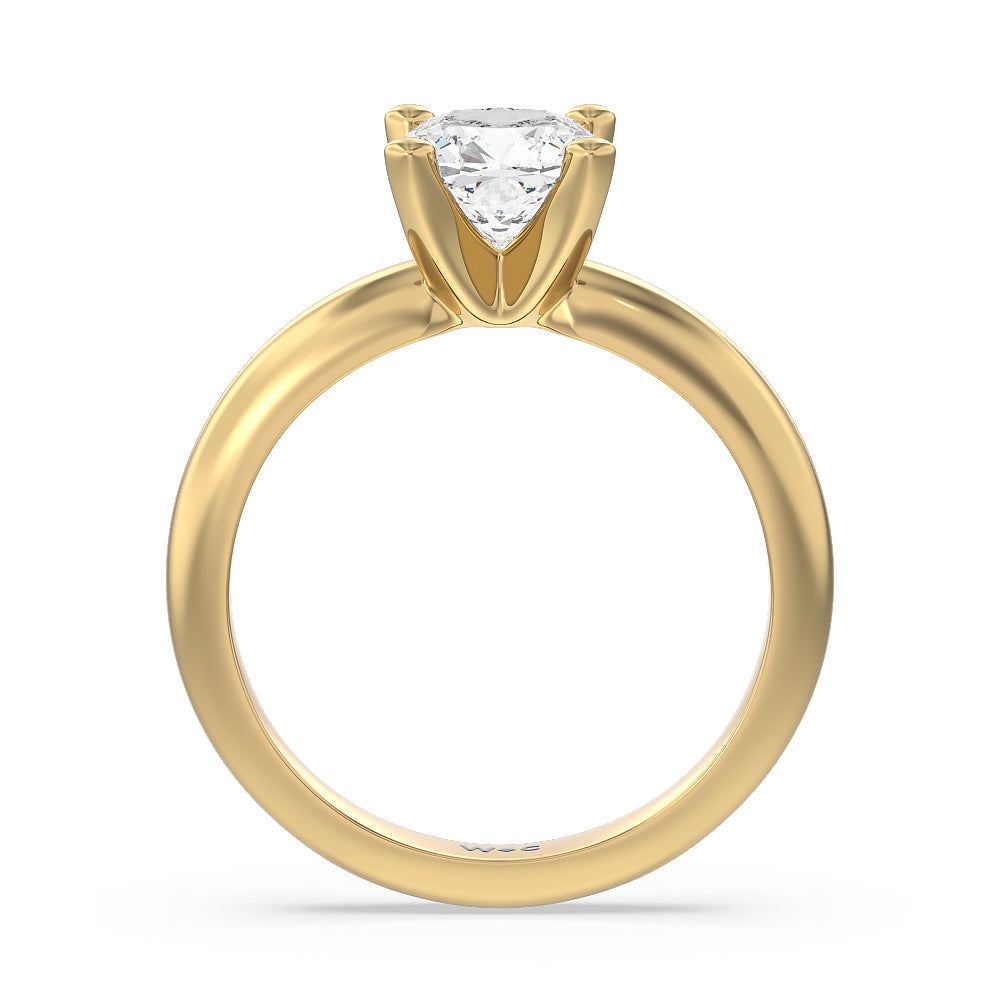 Maxi Classic Four Prong Solitaire Diamond Engagement Ring with Cushion Cut Diamond in 14KT Yellow Gold view 2