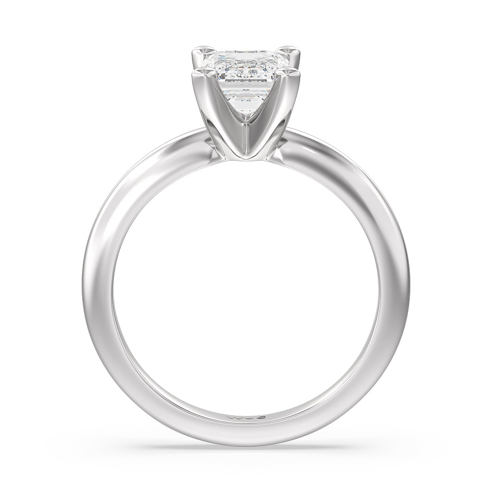 Maxi Classic Four Prong Solitaire Diamond Engagement Ring with Emerald Cut Diamond in 14KT Platinum view 2