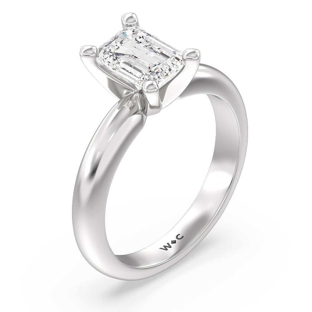 Maxi Classic Four Prong Solitaire Diamond Engagement Ring with Emerald Cut Diamond in 14KT Platinum view 3