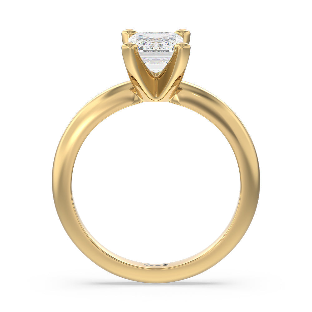 Maxi Classic Four Prong Solitaire Diamond Engagement Ring with Emerald Cut Diamond in 14KT Yellow Gold view 2