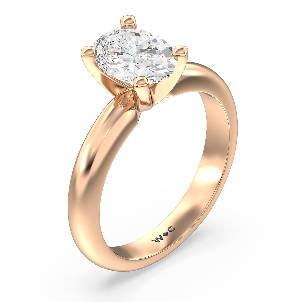 Maxi Classic Four Prong Solitaire Diamond Engagement Ring with Oval Cut Diamond in 14KT Rose Gold view 3