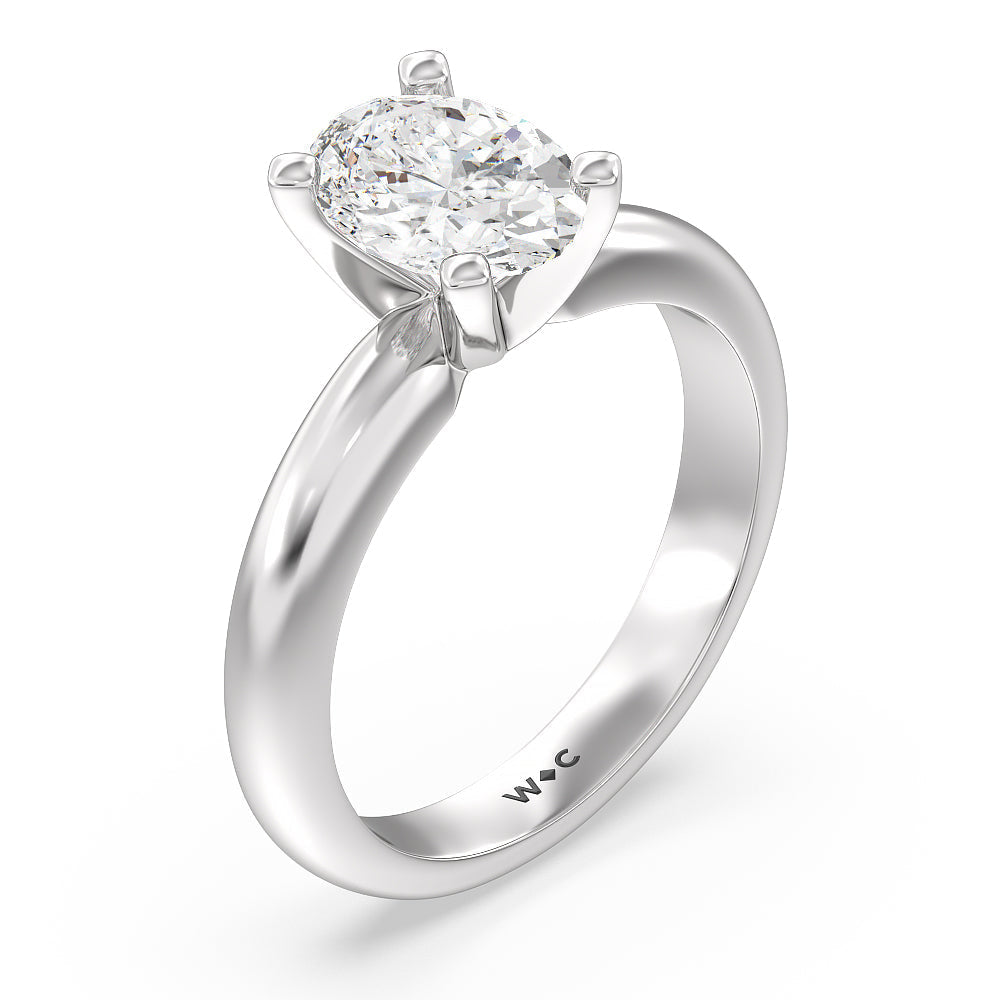 Maxi Classic Four Prong Solitaire Diamond Engagement Ring with Oval Cut Diamond in 14KT Platinum view 3