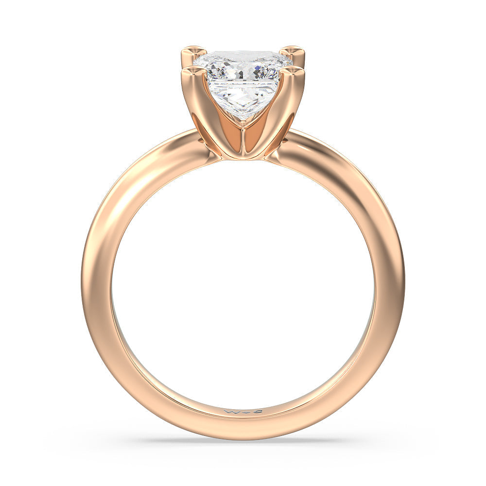 Maxi Classic Four Prong Solitaire Diamond Engagement Ring with Princess Cut Diamond in 14KT Rose Gold view 2
