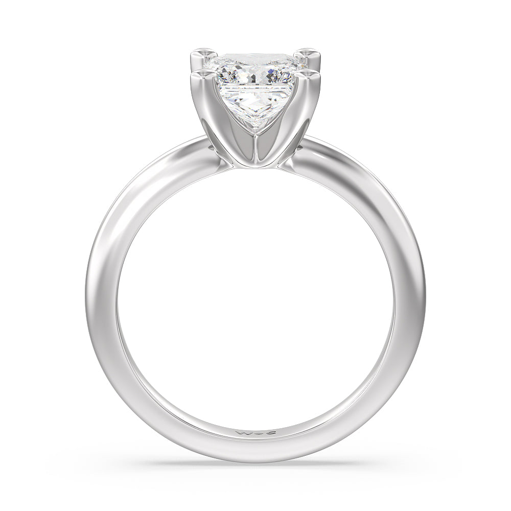 Maxi Classic Four Prong Solitaire Diamond Engagement Ring with Princess Cut Diamond in 14KT Platinum view 2