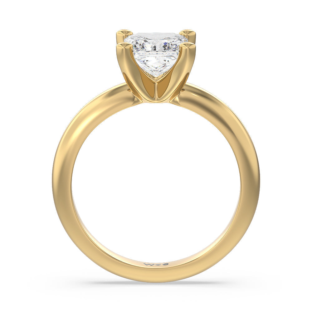 Maxi Classic Four Prong Solitaire Diamond Engagement Ring with Princess Cut Diamond in 14KT Yellow Gold view 2