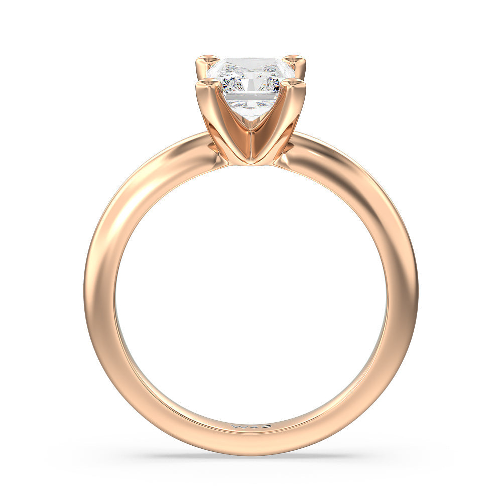 Maxi Classic Four Prong Solitaire Diamond Engagement Ring with Radiant Cut Diamond in 14KT Rose Gold view 2