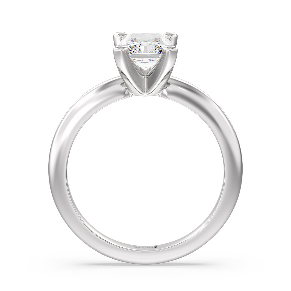 Maxi Classic Four Prong Solitaire Diamond Engagement Ring with Radiant Cut Diamond in 14KT Platinum view 2