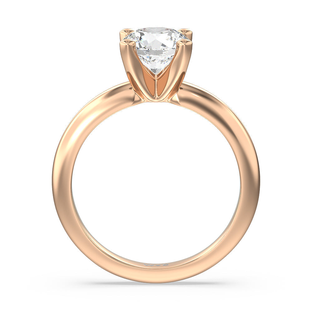 Maxi Classic Four Prong Solitaire Diamond Engagement Ring with Round Cut Diamond in 14KT Rose Gold view 2